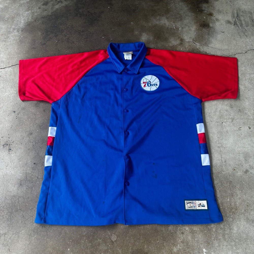 Majestic Shooting Shirt Mens 2XL Blue Good Philadelphia Sixers NBA Vintage